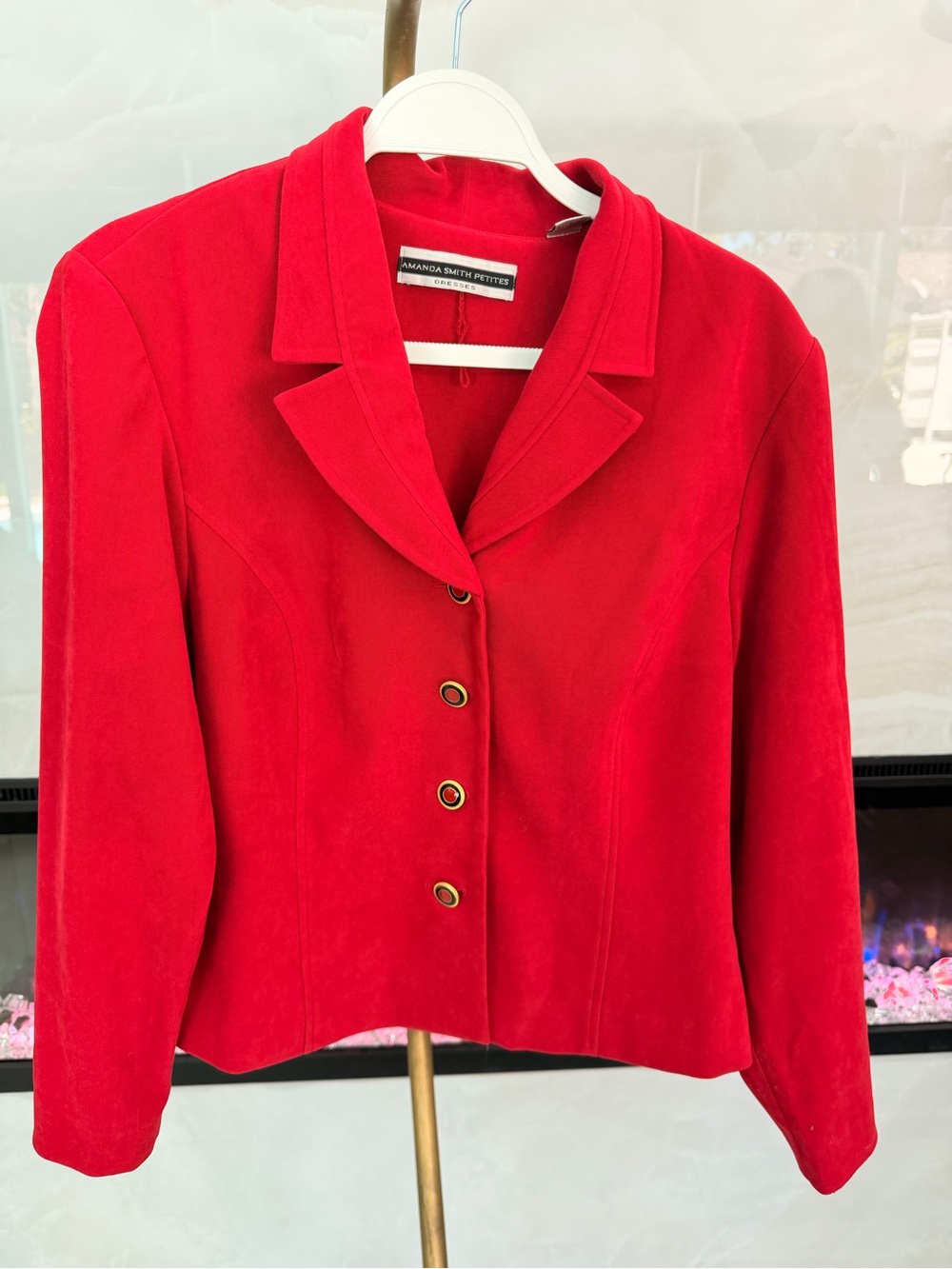 Amanda Smith Vibrant Red Tailored Button Blazer